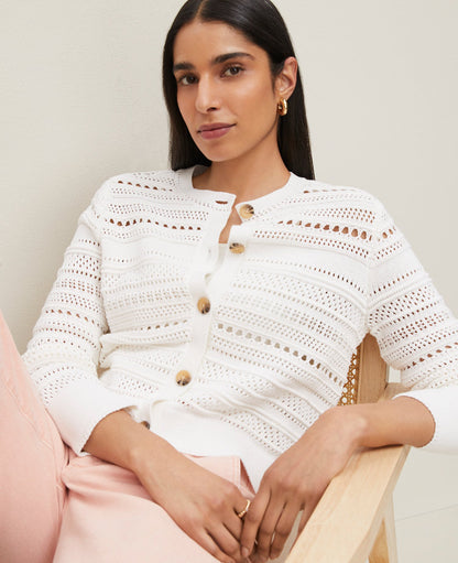 Petite Pointelle Textured Cardigan