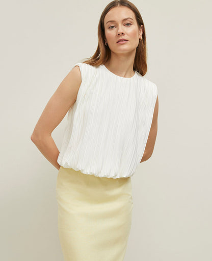 Petite Pleated Bubble Hem Top