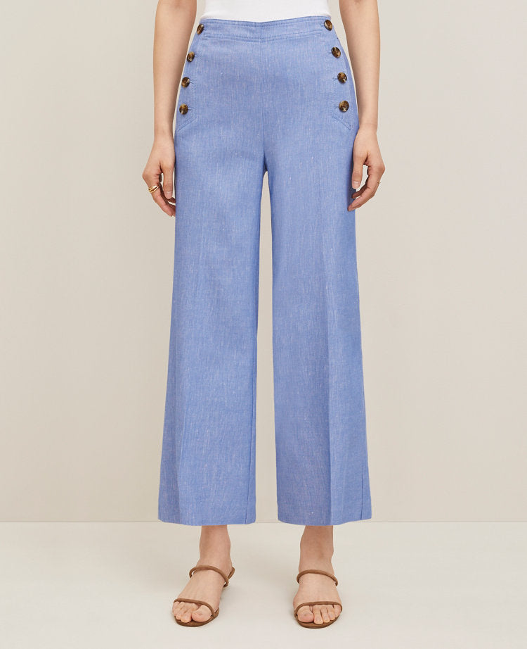 The Petite Sailor Grace Straight Pant in Linen Blend — Curvy Fit