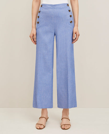 The Petite Sailor Grace Straight Pant in Linen Blend — Curvy Fit