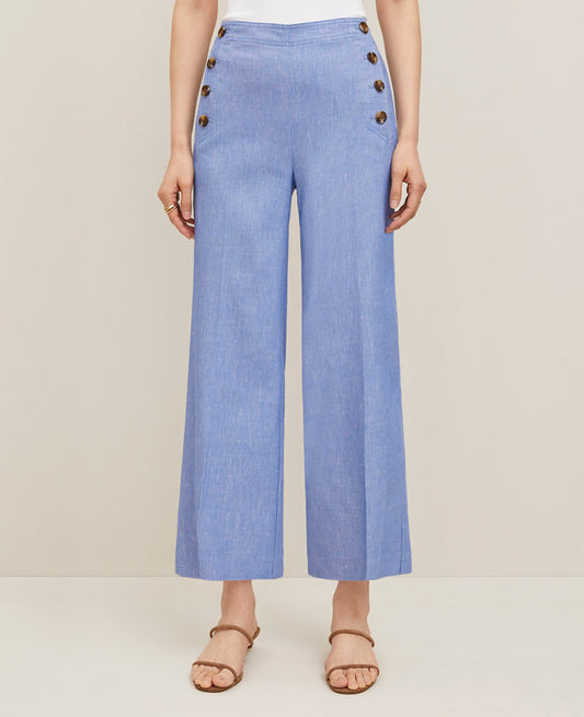 The Petite Sailor Grace Straight Pant in Linen Blend — Curvy Fit