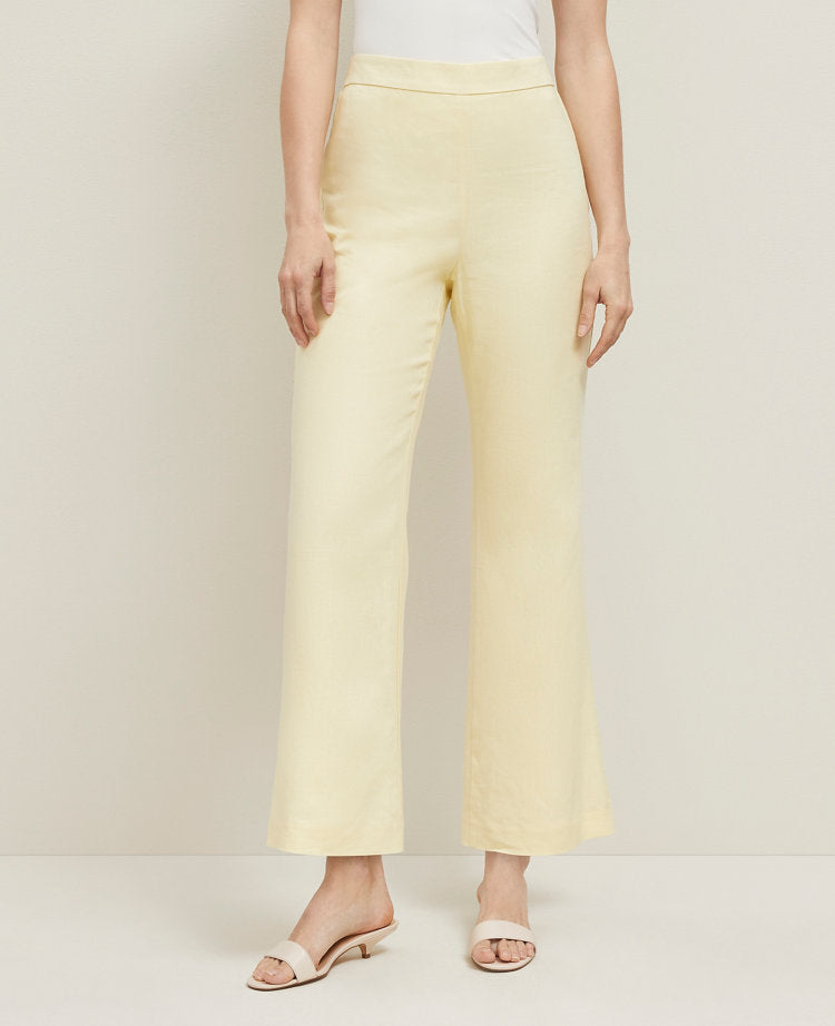 The Petite Flare Ankle Pant in Linen Blend — Curvy Fit
