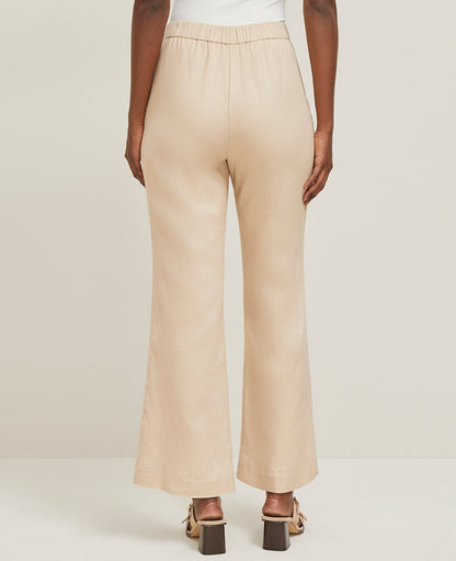 The Petite Flare Ankle Pant in Linen Blend — Curvy Fit