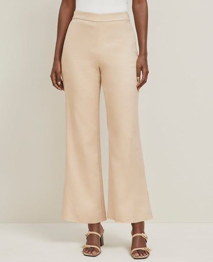 The Petite Flare Ankle Pant in Linen Blend — Curvy Fit