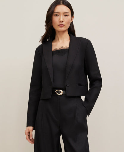 The Cropped Blazer in Linen Blend