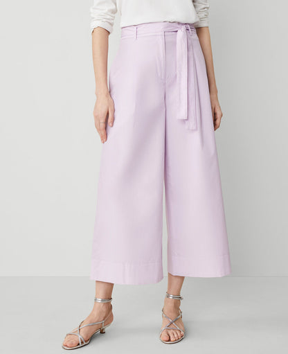 The Petite Belted Cropped Palazzo Pant in Poplin