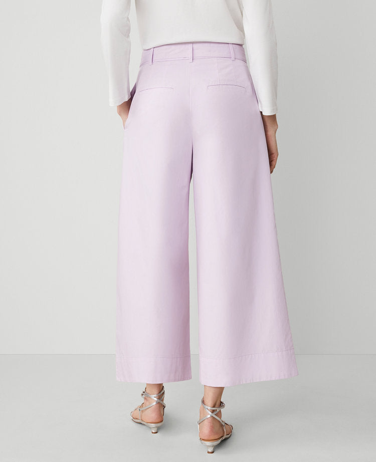 The Petite Belted Cropped Palazzo Pant in Poplin