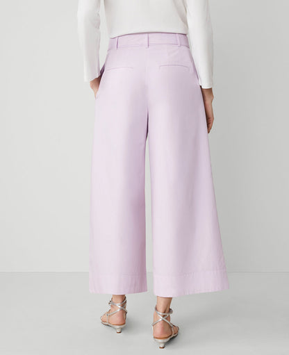 The Petite Belted Cropped Palazzo Pant in Poplin