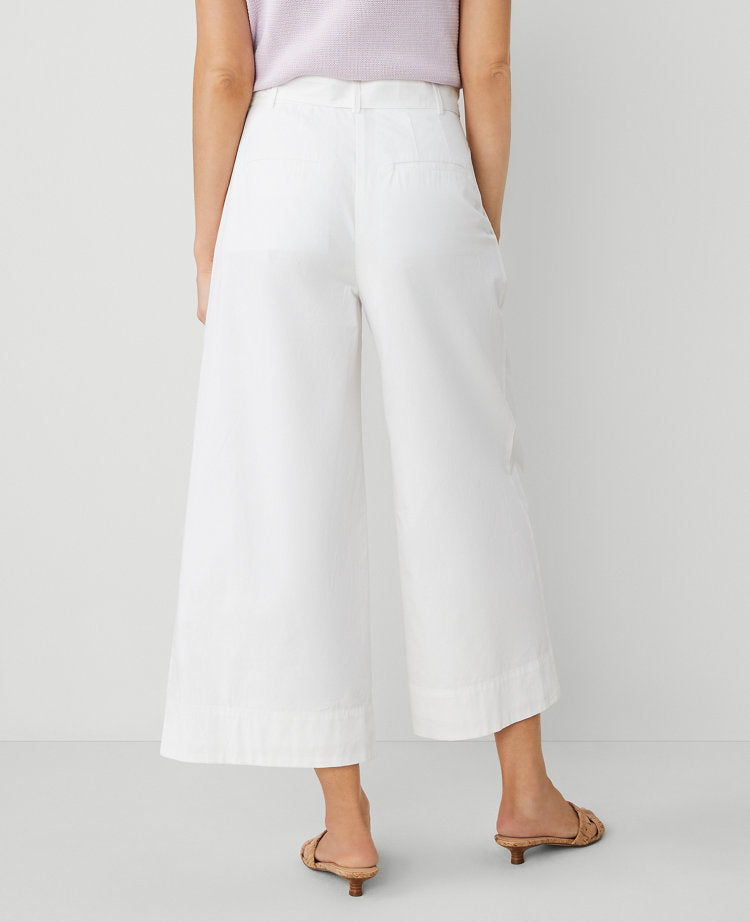 The Petite Belted Cropped Palazzo Pant in Poplin