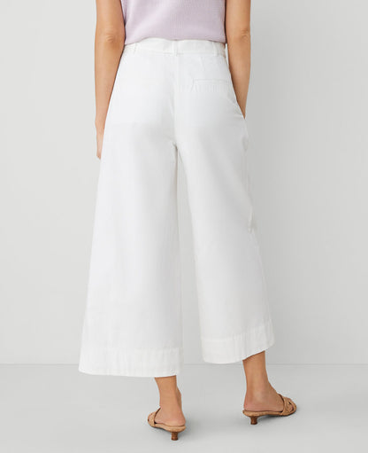 The Petite Belted Cropped Palazzo Pant in Poplin
