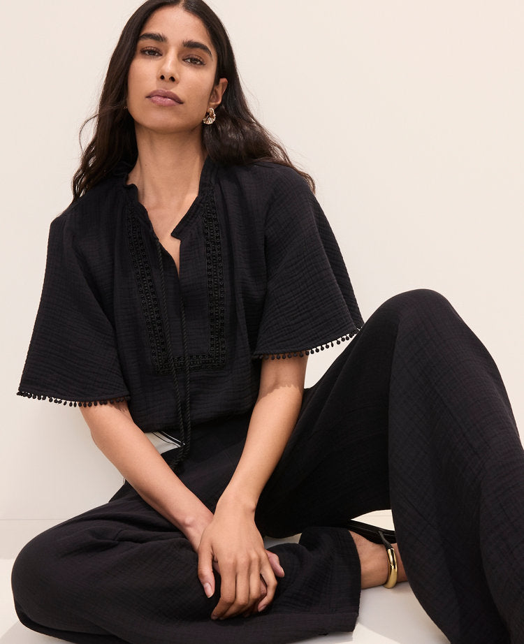 The Petite Pull-On Wide-Leg Pant in Triple Cloth