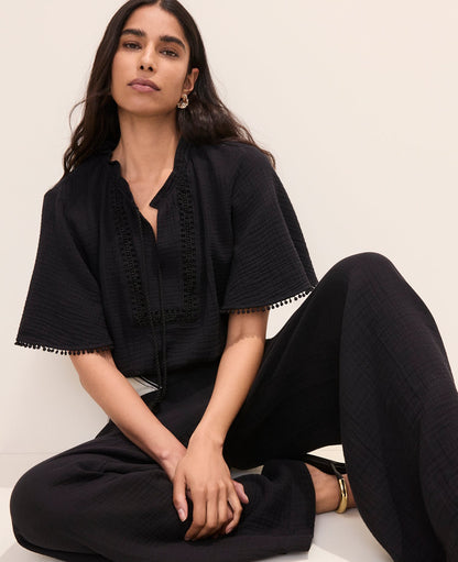 The Petite Pull-On Wide-Leg Pant in Triple Cloth