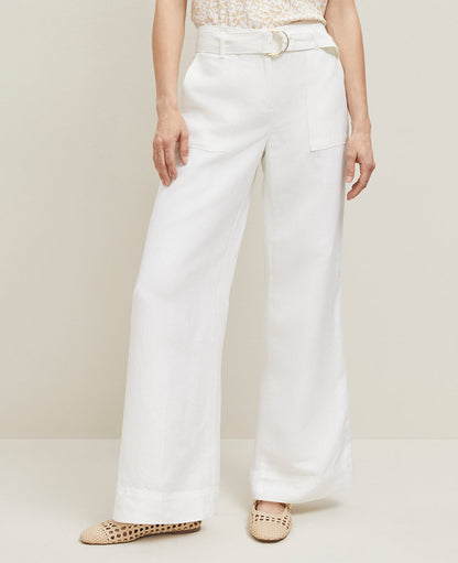 The Petite Belted Wide-Leg Pant in Linen Blend — Curvy Fit