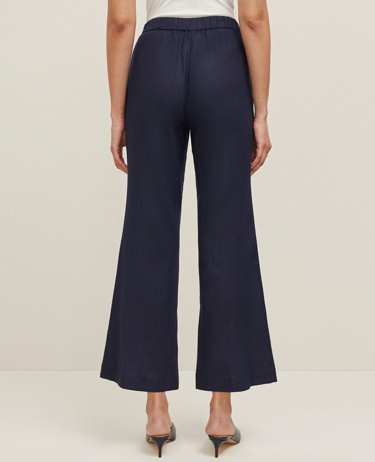 The Petite Flare Ankle Pant in Linen Blend — Curvy Fit