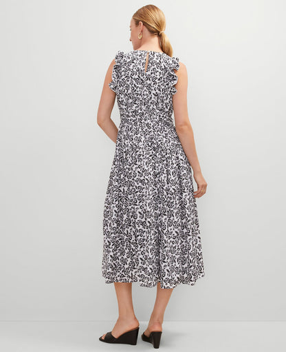 Petite Floral Ruffle Midi Dress