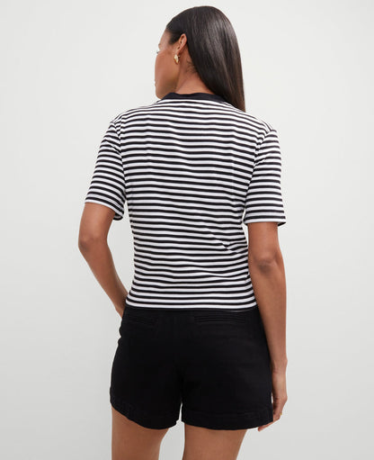 Petite Striped Short Sleeve Cardigan