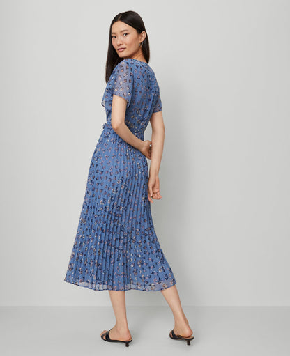 Petite Floral Pleated Midi Dress
