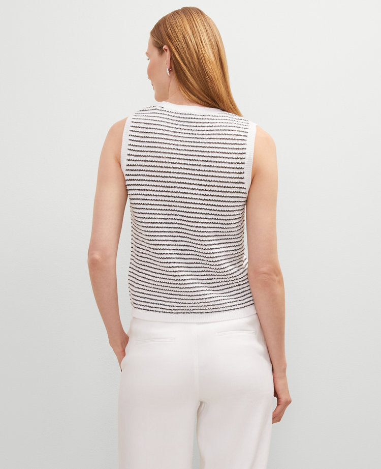 Petite Metallic Striped Sweater Shell
