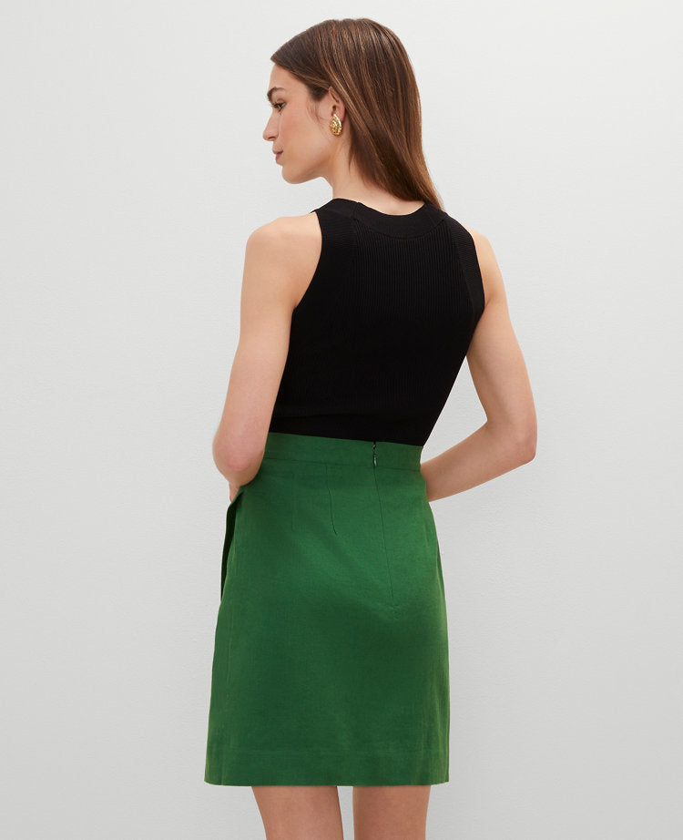 Petite Linen Blend Sarong Wrap Skirt