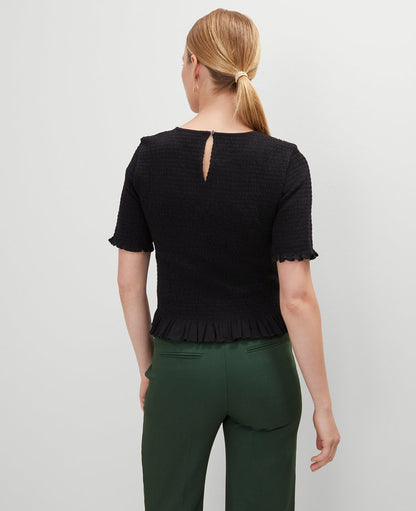 Petite Smocked Ruffle Trimmed Top