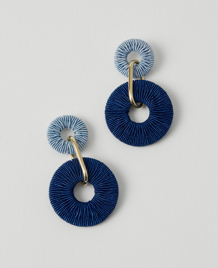 Double Circle Threaded Drop Earrings