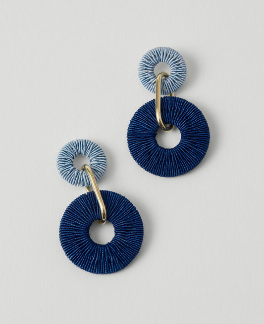Double Circle Threaded Drop Earrings