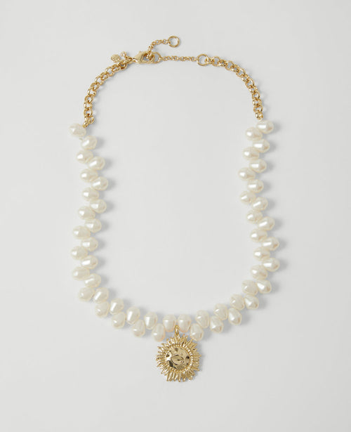 Pearlized Sun Pendant Necklace