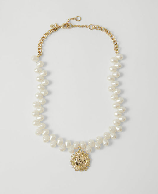 Pearlized Sun Pendant Necklace