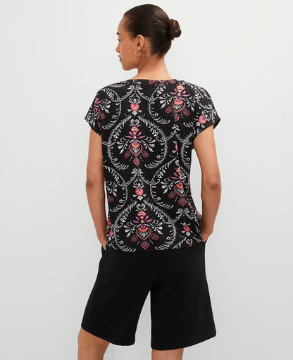 Petite Floral Mixed Media Top