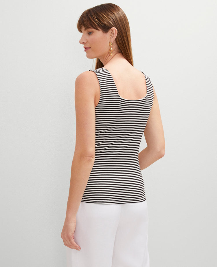Petite Striped Square Neck Tank Top
