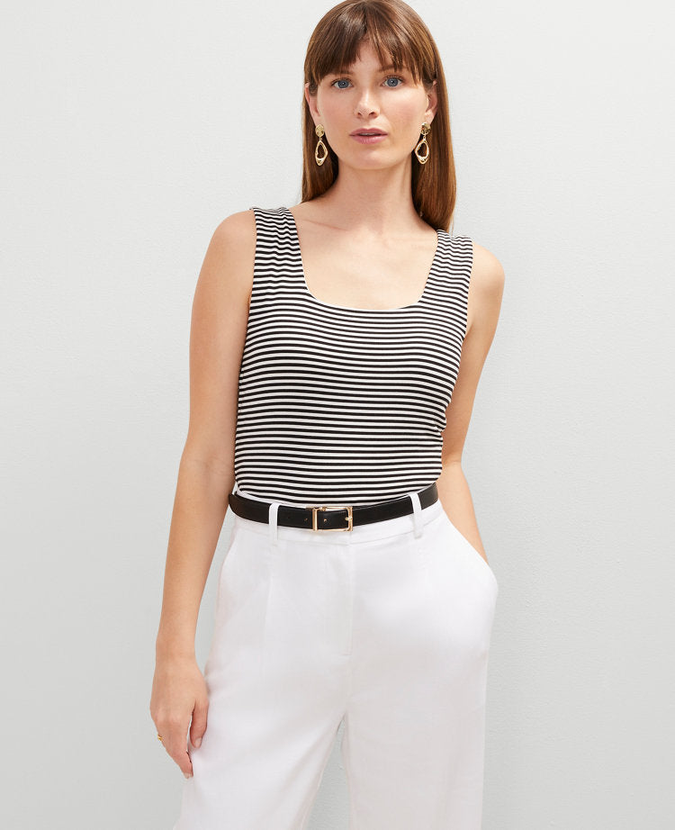 Petite Striped Square Neck Tank Top