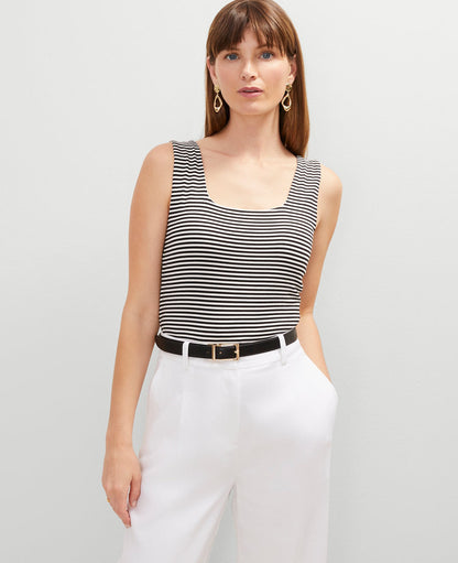 Petite Striped Square Neck Tank Top