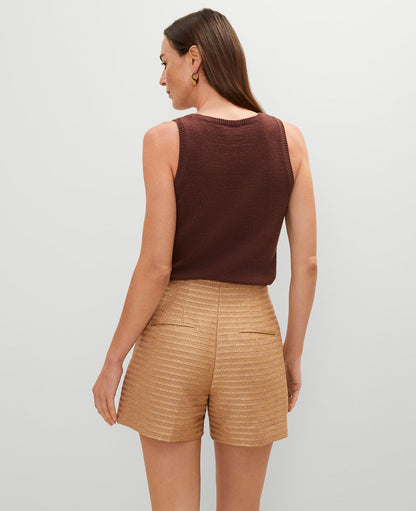 Petite Side Zip Shorts in Metallic Tweed