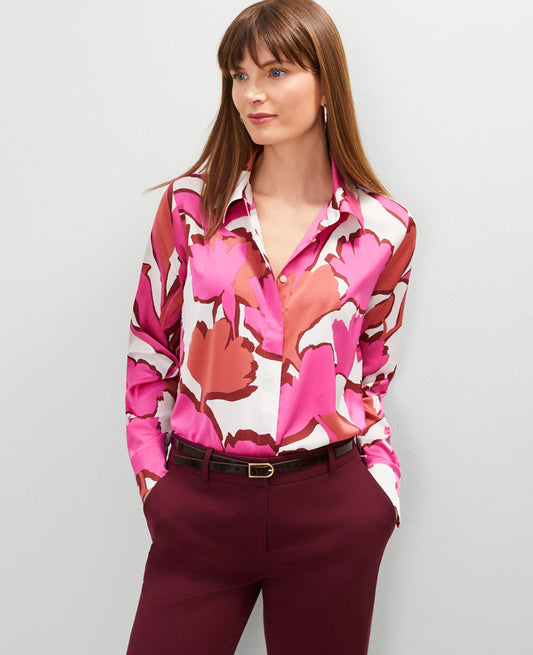Petite Floral Satin Essential Shirt