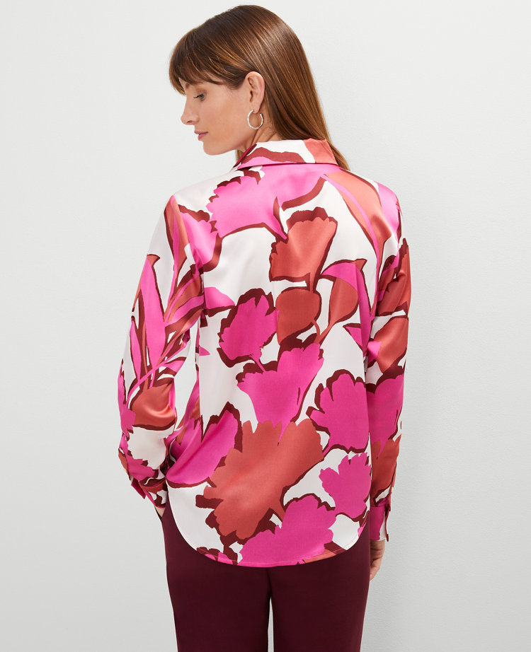 Petite Floral Satin Essential Shirt