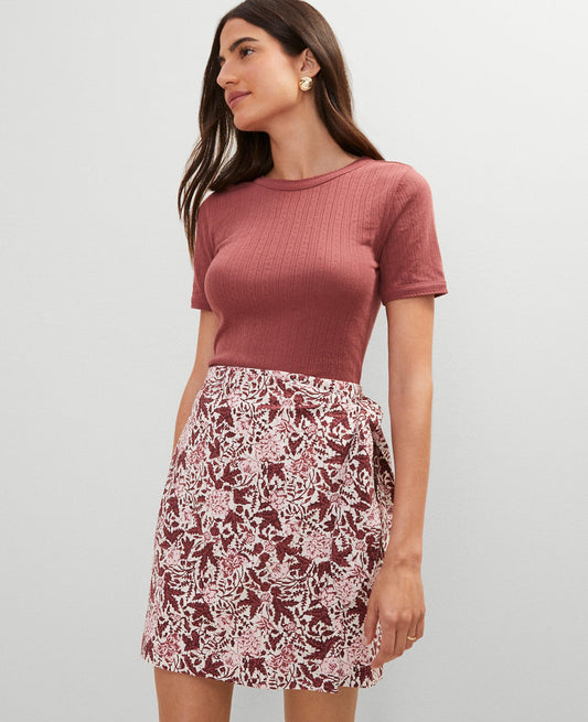 Petite Weekend Collection Floral Linen Blend Wrap Skirt