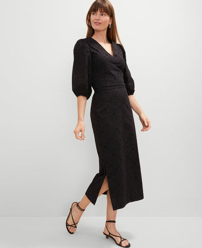 Petite Eyelet Clean Midi Skirt