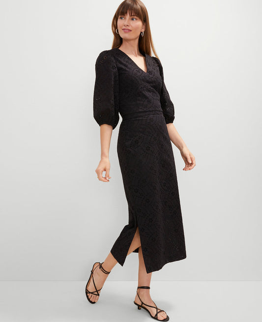 Petite Eyelet Clean Midi Skirt