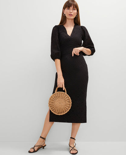 Petite Eyelet Clean Midi Skirt