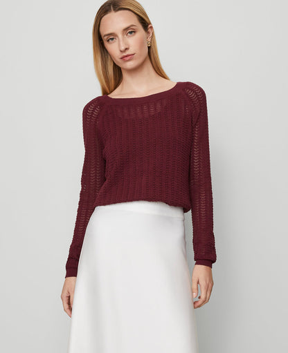Petite Pointelle Boatneck Sweater