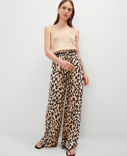 The Petite Animal Print Pleated Wide-Leg Pant in Animal Print