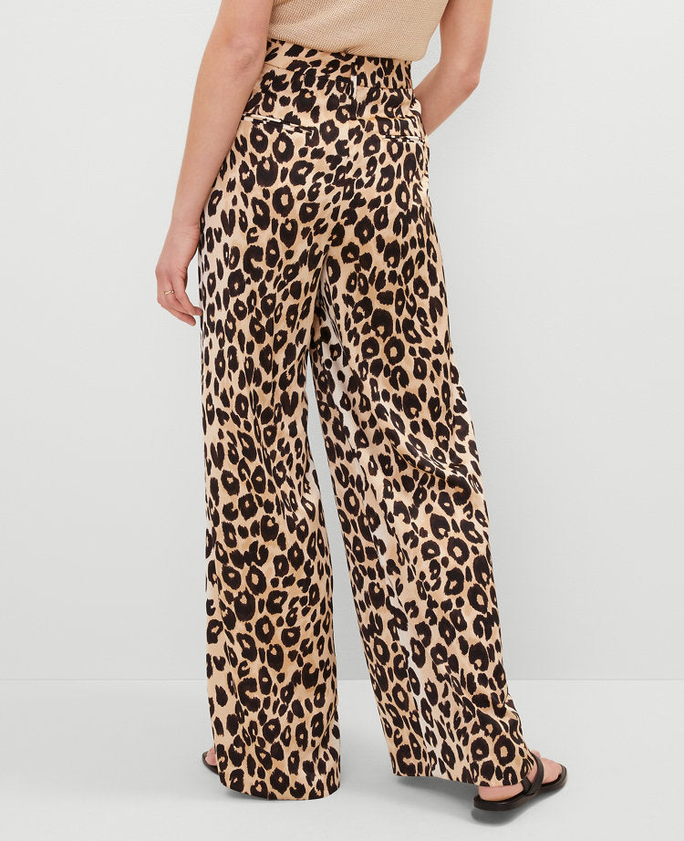 The Petite Animal Print Pleated Wide-Leg Pant in Animal Print