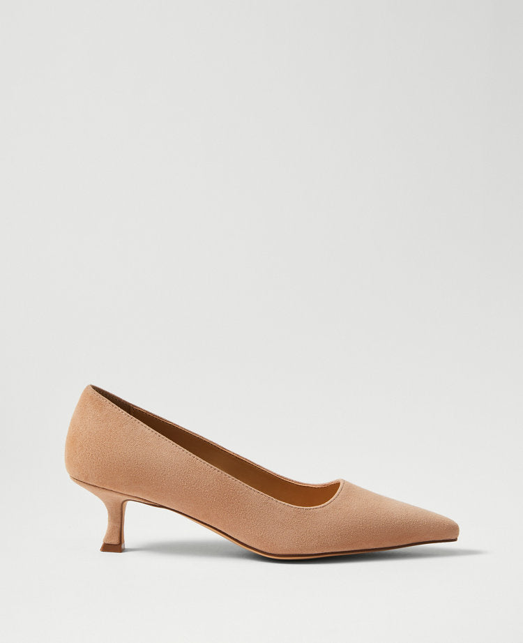 Suede Nip Toe Kitten Heel Pumps