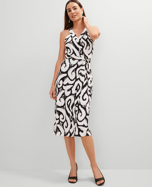 Petite Ikat Halter Wrap Midi Dress