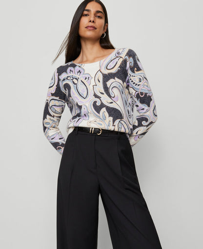 Petite Paisley Boatneck Sweater
