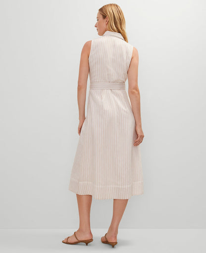 Petite Striped Flare Midi Shirtdress