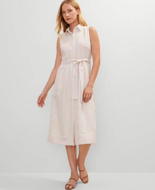 Petite Striped Flare Midi Shirtdress
