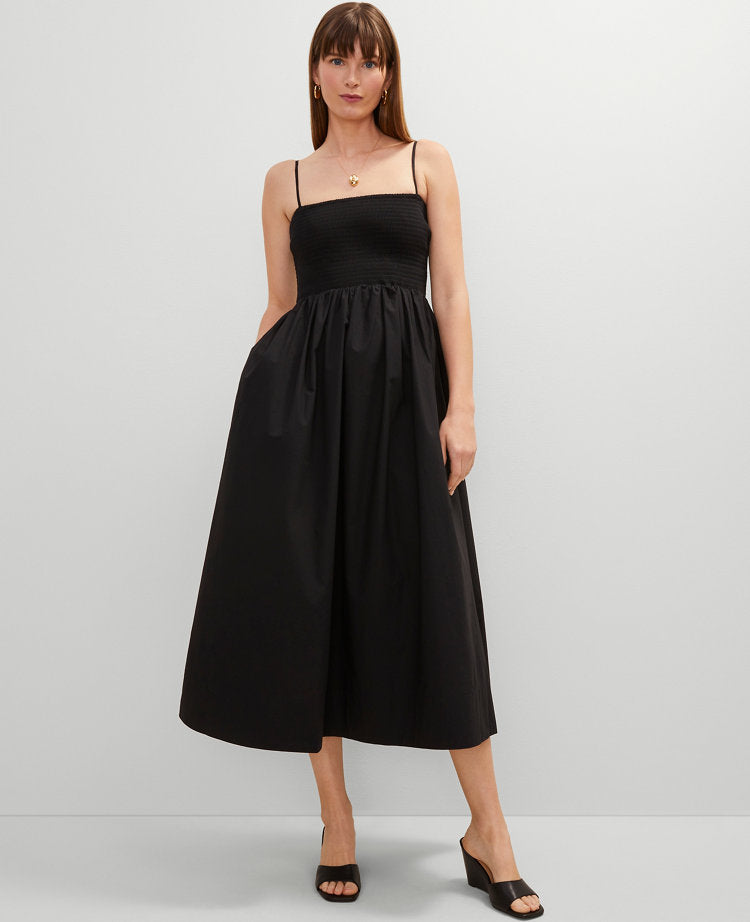 Petite Smocked Maxi Flare Dress
