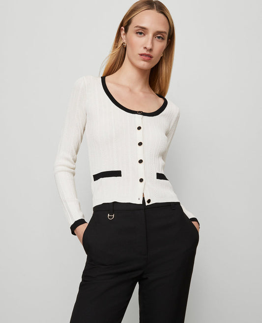Petite Contrast Trim Cardigan