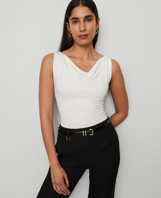 Petite Draped Cowl Neck Top